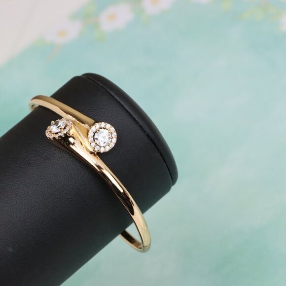 Rose Gold Bangle with Dual Crystal Accents, XPBL0578 - Picture 8 of 12